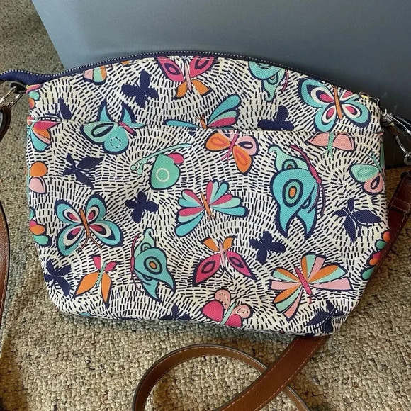 Lily Bloom Purse Crossbody Bag Night Flight Butterfly Zipper Multiple Pockets - Picture 5 of 10